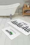 Set di 2 Tappetini da bagno antiscivolo Omer BPS465 Rectangle Multicolore, 100 x 60 cm / 60 x 50 cm