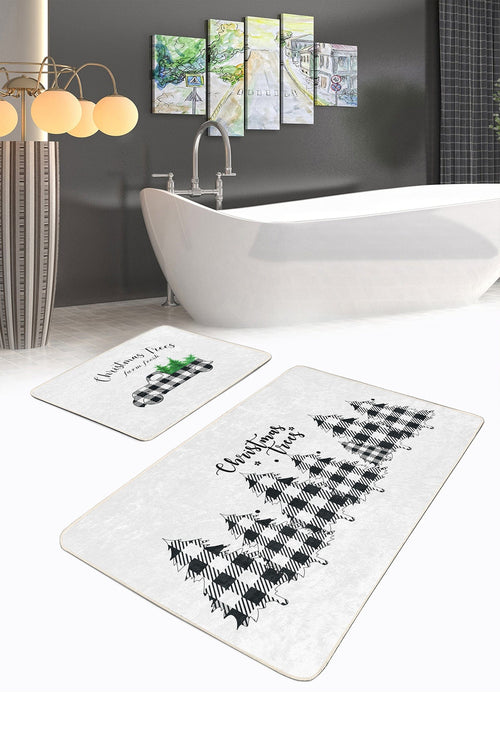 Set di 2 Tappetini da bagno antiscivolo Omer BPS465 Rectangle Multicolore, 100 x 60 cm / 60 x 50 cm (1)