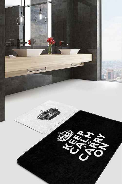 Set di 2 Tappetini da bagno antiscivolo Omer BPS466 Rectangle Multicolore, 100 x 60 cm / 60 x 50 cm
