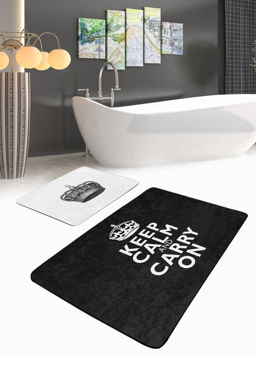 Set di 2 Tappetini da bagno antiscivolo Omer BPS466 Rectangle Multicolore, 100 x 60 cm / 60 x 50 cm (1)