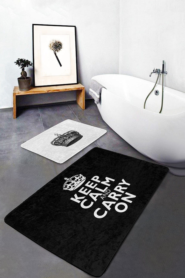 Set di 2 Tappetini da bagno antiscivolo Omer BPS466 Rectangle Multicolore, 100 x 60 cm / 60 x 50 cm (2)