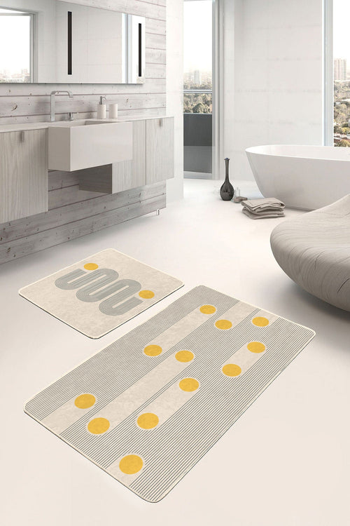 Set di 2 Tappetini da bagno antiscivolo Omer BPS467 Rectangle Multicolore, 100 x 60 cm / 60 x 50 cm (1)