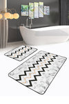 Set di 2 Tappetini da bagno antiscivolo Omer BPS468 Rectangle Multicolore, 100 x 60 cm / 60 x 50 cm