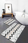 Set di 2 Tappetini da bagno antiscivolo Omer BPS468 Rectangle Multicolore, 100 x 60 cm / 60 x 50 cm (1)