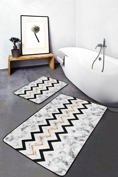Set di 2 Tappetini da bagno antiscivolo Omer BPS468 Rectangle Multicolore, 100 x 60 cm / 60 x 50 cm (1)