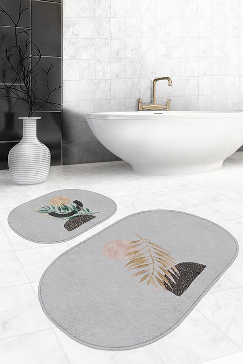 Set di 2 Tappetini da bagno antiscivolo Onur BPS538 Oval Multicolore, 100 x 60 cm / 60 x 50 cm (1)