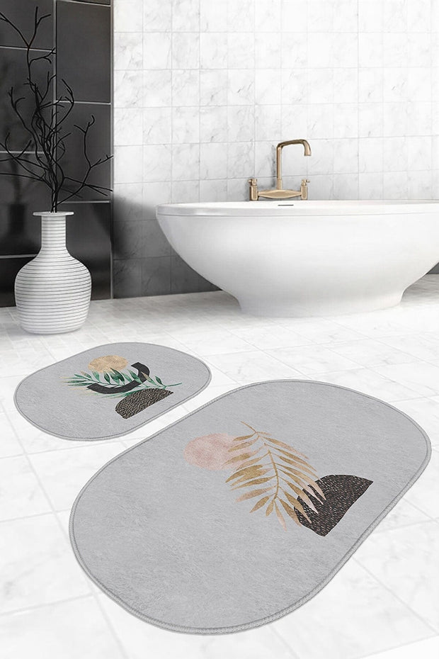Set di 2 Tappetini da bagno antiscivolo Onur BPS538 Oval Multicolore, 100 x 60 cm / 60 x 50 cm (1)