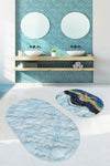 Set di 2 Tappetini da bagno antiscivolo Onur BPS541 Oval Multicolore, 100 x 60 cm / 60 x 50 cm