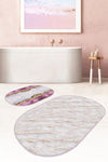 Set di 2 Tappetini da bagno antiscivolo Onur BPS542 Oval Multicolore, 100 x 60 cm / 60 x 50 cm