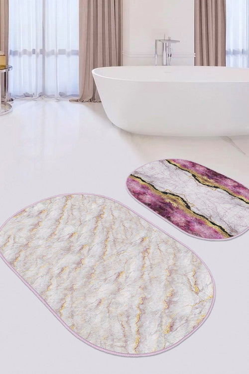 Set di 2 Tappetini da bagno antiscivolo Onur BPS542 Oval Multicolore, 100 x 60 cm / 60 x 50 cm (1)