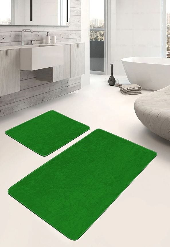 Set di 2 Tappetini da bagno antiscivolo Pelo BPS637 Rectangle Verde, 100 x 60 cm / 60 x 50 cm (3)