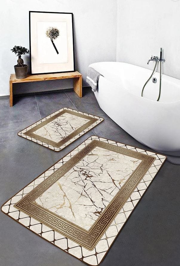Set di 2 Tappetini da bagno antiscivolo Pelo BPS638 Rectangle Multicolore, 100 x 60 cm / 60 x 50 cm (2)