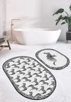 Set di 2 Tappetini da bagno antiscivolo Pelo BPS639 Oval Multicolore, 100 x 60 cm / 60 x 50 cm