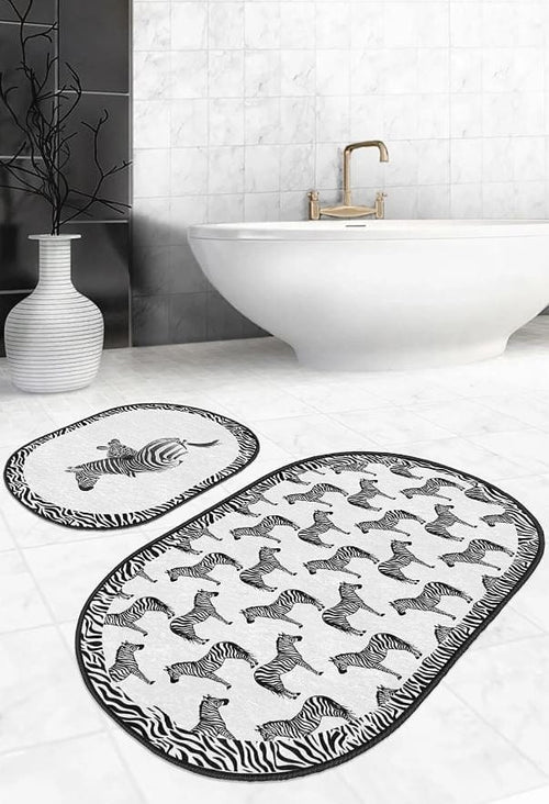 Set di 2 Tappetini da bagno antiscivolo Pelo BPS639 Oval Multicolore, 100 x 60 cm / 60 x 50 cm (1)