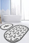 Set di 2 Tappetini da bagno antiscivolo Pelo BPS639 Oval Multicolore, 100 x 60 cm / 60 x 50 cm (2)