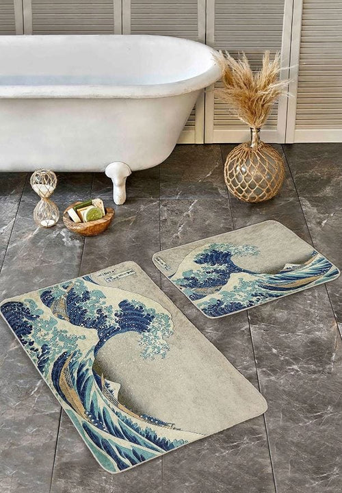 Set di 2 Tappetini da bagno antiscivolo Pelo BPS640 Rectangle Multicolore, 100 x 60 cm / 60 x 50 cm