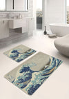 Set di 2 Tappetini da bagno antiscivolo Pelo BPS640 Rectangle Multicolore, 100 x 60 cm / 60 x 50 cm (1)