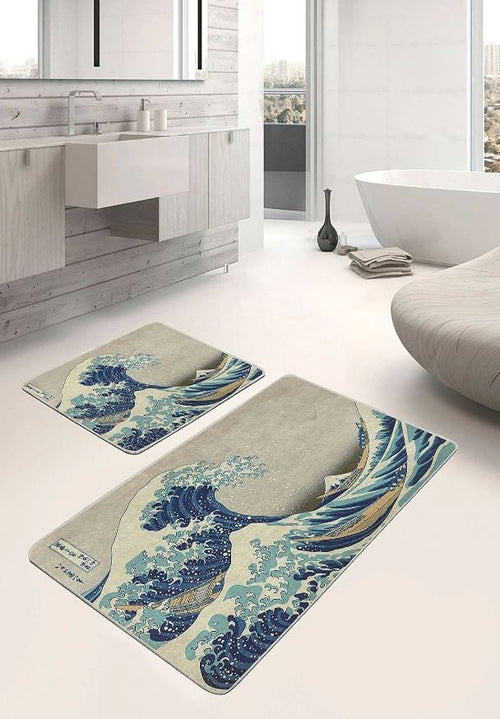 Set di 2 Tappetini da bagno antiscivolo Pelo BPS640 Rectangle Multicolore, 100 x 60 cm / 60 x 50 cm (1)