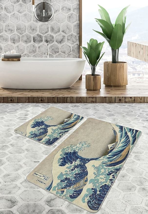 Set di 2 Tappetini da bagno antiscivolo Pelo BPS640 Rectangle Multicolore, 100 x 60 cm / 60 x 50 cm (2)