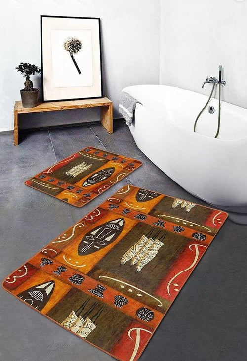 Set di 2 Tappetini da bagno antiscivolo Pelo BPS641 Rectangle Multicolore, 100 x 60 cm / 60 x 50 cm (1)