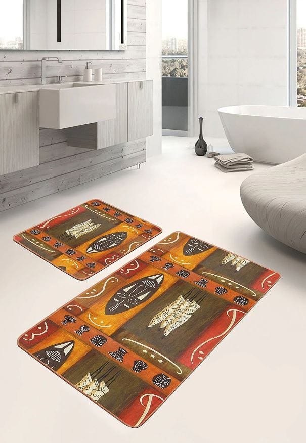 Set di 2 Tappetini da bagno antiscivolo Pelo BPS641 Rectangle Multicolore, 100 x 60 cm / 60 x 50 cm (4)