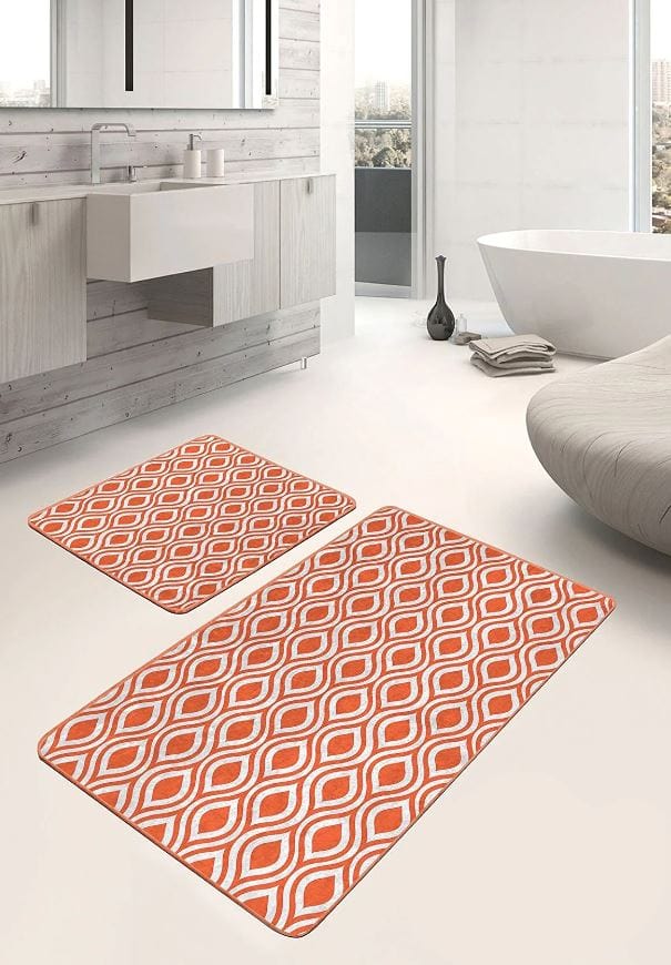 Set di 2 Tappetini da bagno antiscivolo Pelo BPS642 Rectangle Multicolore, 100 x 60 cm / 60 x 50 cm (1)