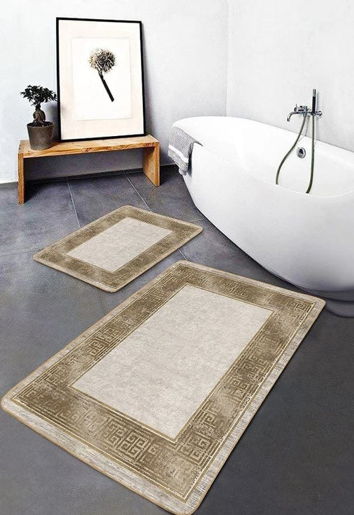 Set di 2 Tappetini da bagno antiscivolo Pelo BPS643 Rectangle Multicolore, 100 x 60 cm / 60 x 50 cm (1)