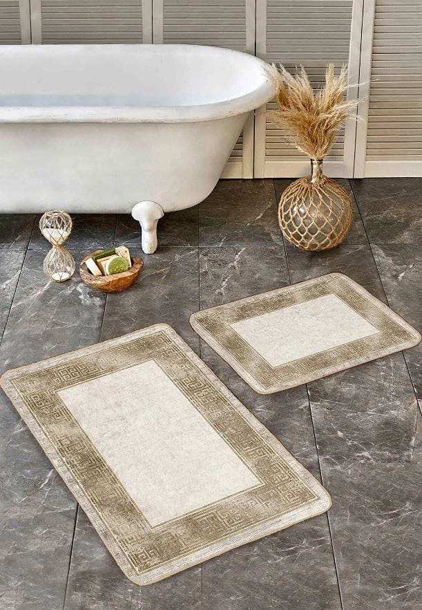 Set di 2 Tappetini da bagno antiscivolo Pelo BPS643 Rectangle Multicolore, 100 x 60 cm / 60 x 50 cm (3)