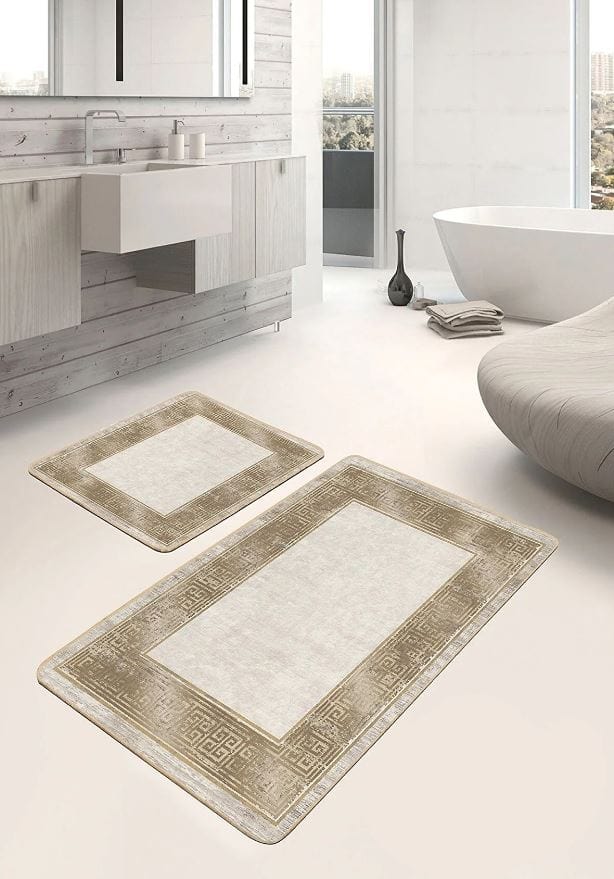 Set di 2 Tappetini da bagno antiscivolo Pelo BPS643 Rectangle Multicolore, 100 x 60 cm / 60 x 50 cm (4)