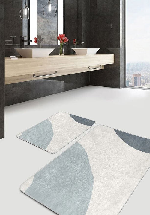 Set di 2 Tappetini da bagno antiscivolo Pelo BPS644 Rectangle Multicolore, 100 x 60 cm / 60 x 50 cm