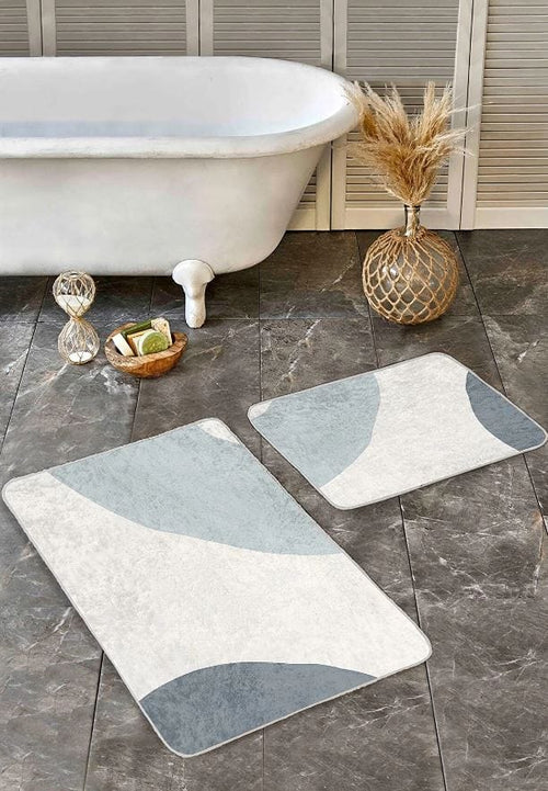 Set di 2 Tappetini da bagno antiscivolo Pelo BPS644 Rectangle Multicolore, 100 x 60 cm / 60 x 50 cm (1)