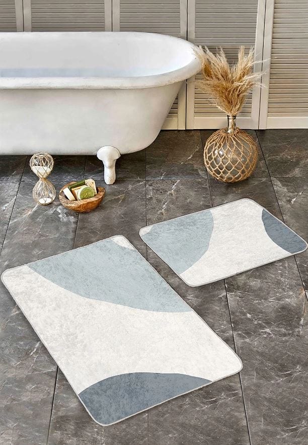 Set di 2 Tappetini da bagno antiscivolo Pelo BPS644 Rectangle Multicolore, 100 x 60 cm / 60 x 50 cm (1)