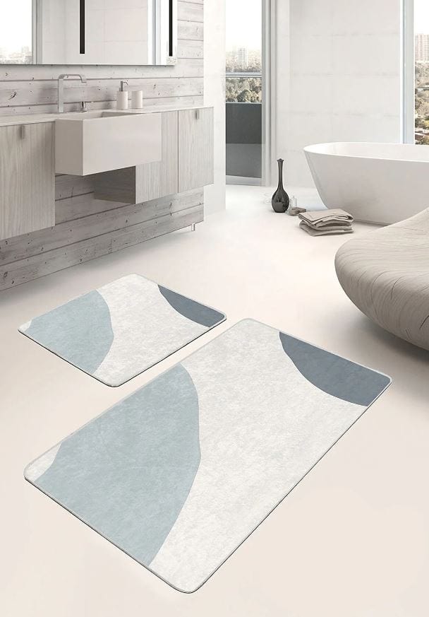 Set di 2 Tappetini da bagno antiscivolo Pelo BPS644 Rectangle Multicolore, 100 x 60 cm / 60 x 50 cm (2)