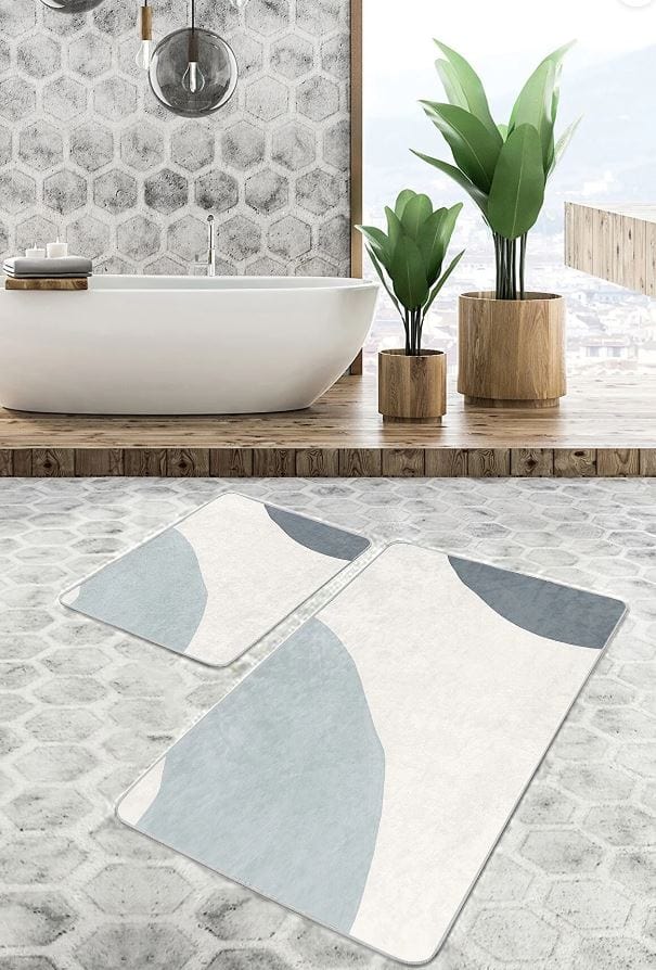 Set di 2 Tappetini da bagno antiscivolo Pelo BPS644 Rectangle Multicolore, 100 x 60 cm / 60 x 50 cm (3)
