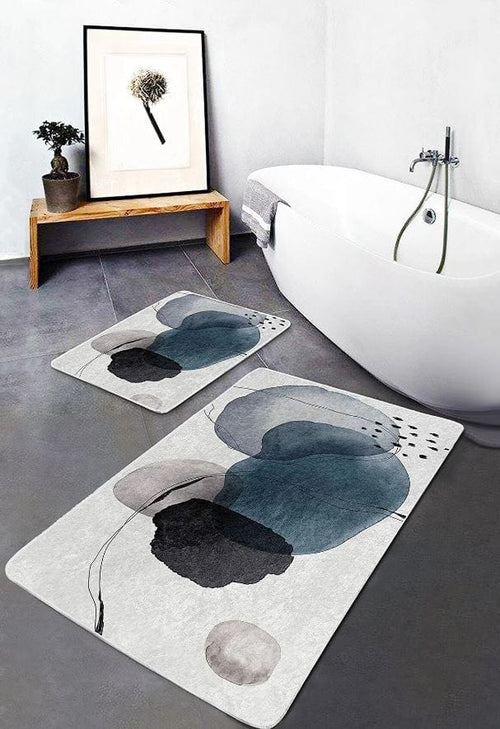 Set di 2 Tappetini da bagno antiscivolo Pelo BPS645 Rectangle Multicolore, 100 x 60 cm / 60 x 50 cm (1)