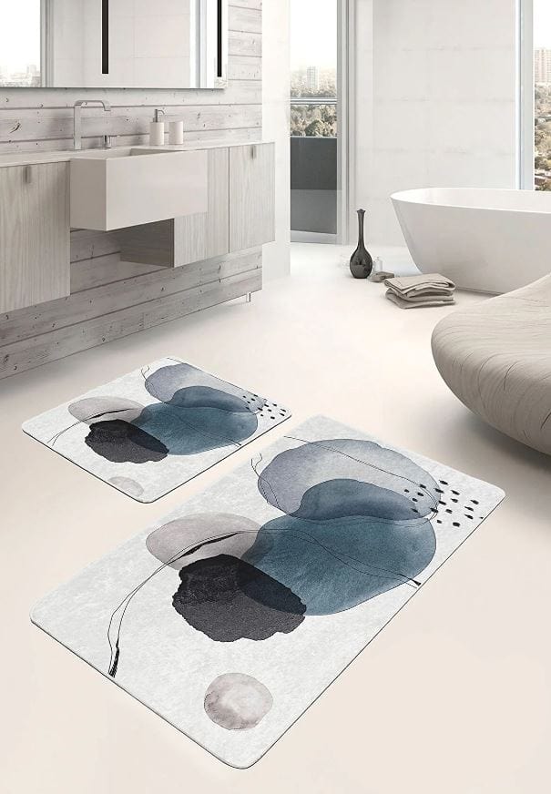 Set di 2 Tappetini da bagno antiscivolo Pelo BPS645 Rectangle Multicolore, 100 x 60 cm / 60 x 50 cm (4)