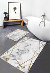 Set di 2 Tappetini da bagno antiscivolo Pelo BPS647 Rectangle Multicolore, 100 x 60 cm / 60 x 50 cm