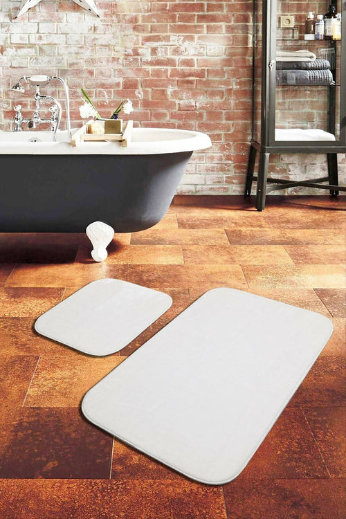 Set di 2 Tappetini da bagno antiscivolo Pufy Bianco, 60 x 100 / 50 x 80 cm