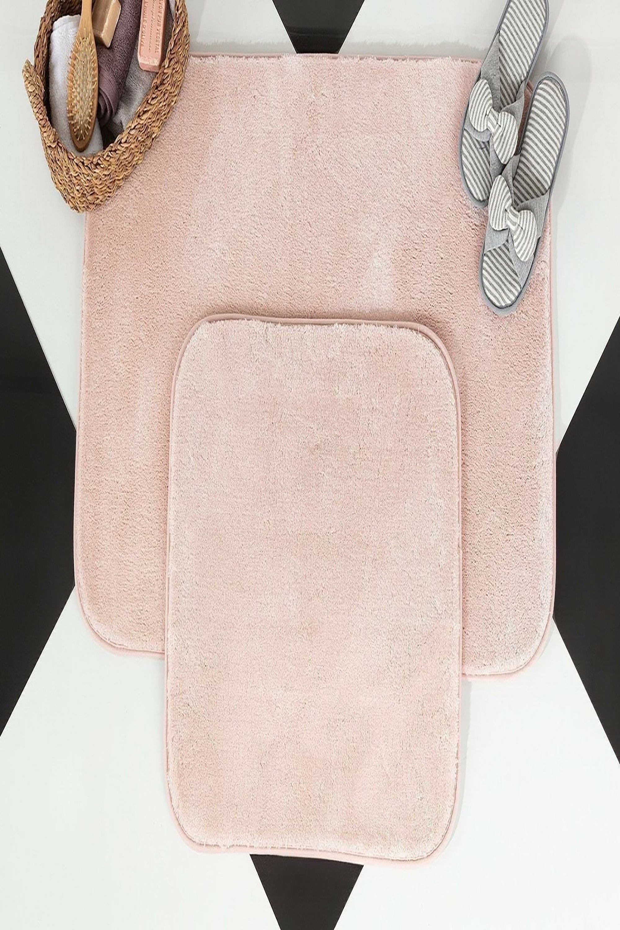 Set di 2 Tappetini da bagno antiscivolo Pufy Rosa, 60 x 100 / 50 x 80 cm