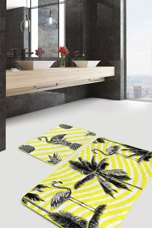 Set di 2 Tappetini da bagno antiscivolo Reyan BPS24 Rectangle Multicolore, 100 x 60 cm / 60 x 50 cm