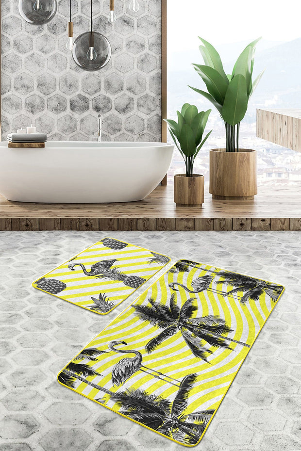 Set di 2 Tappetini da bagno antiscivolo Reyan BPS24 Rectangle Multicolore, 100 x 60 cm / 60 x 50 cm (1)