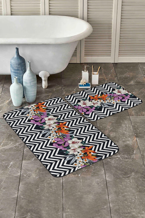 Set di 2 Tappetini da bagno antiscivolo Reyan BPS25 Rectangle Multicolore, 100 x 60 cm / 60 x 50 cm