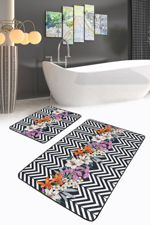 Set di 2 Tappetini da bagno antiscivolo Reyan BPS25 Rectangle Multicolore, 100 x 60 cm / 60 x 50 cm (1)