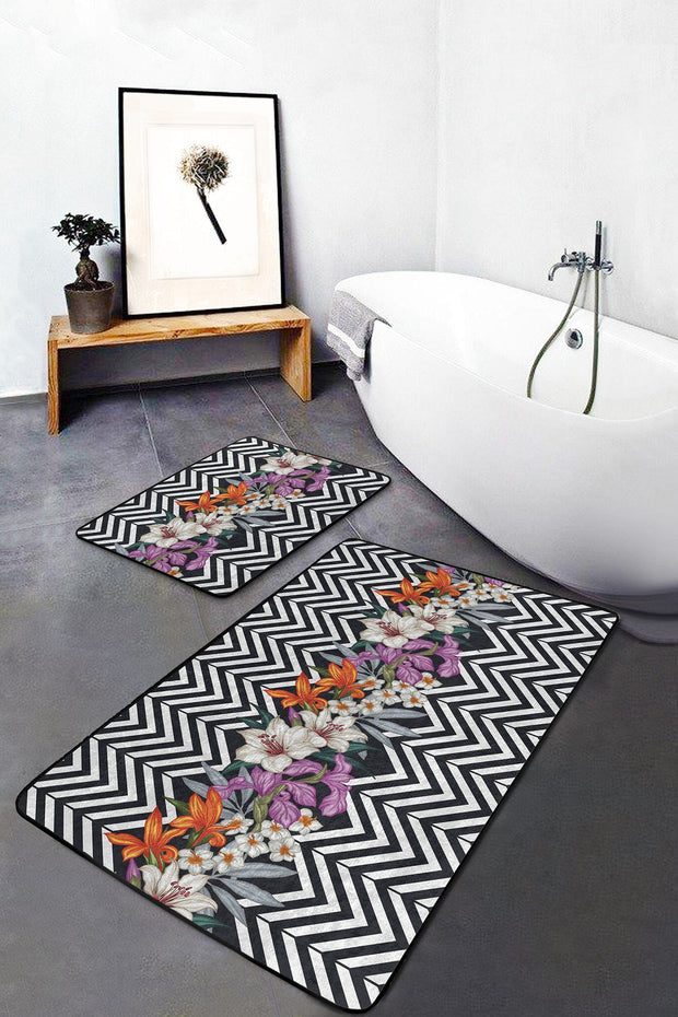 Set di 2 Tappetini da bagno antiscivolo Reyan BPS25 Rectangle Multicolore, 100 x 60 cm / 60 x 50 cm (2)