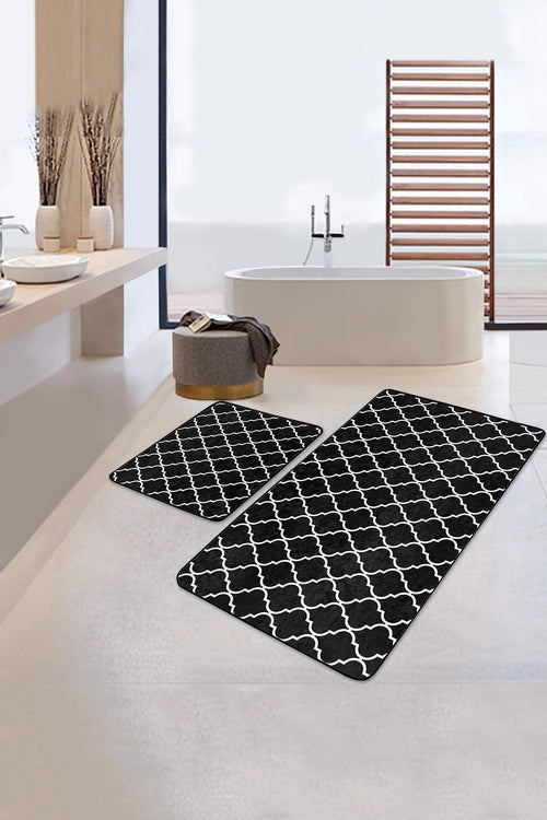 Set di 2 Tappetini da bagno antiscivolo Reyan BPS27 Rectangle Multicolore, 100 x 60 cm / 60 x 50 cm