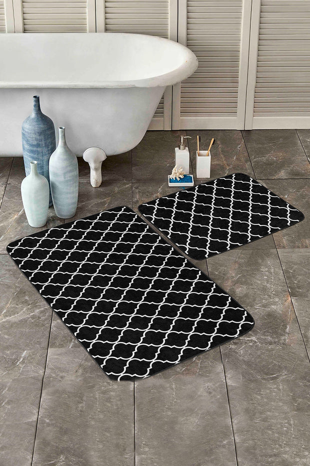 Set di 2 Tappetini da bagno antiscivolo Reyan BPS27 Rectangle Multicolore, 100 x 60 cm / 60 x 50 cm (2)