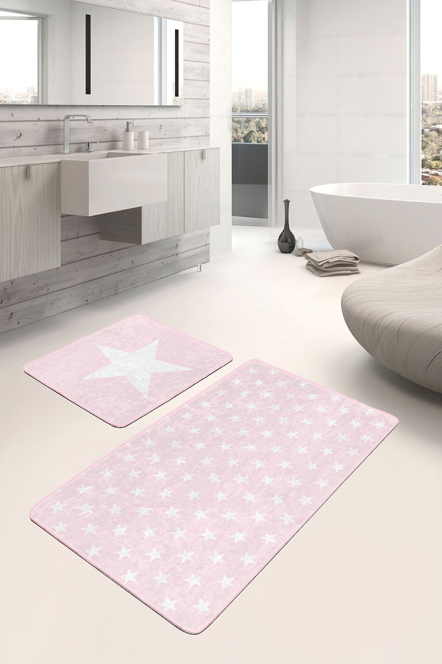 Set di 2 Tappetini da bagno antiscivolo Reyan BPS28 Multicolore, 100 x 60 cm / 60 x 50 cm (1)