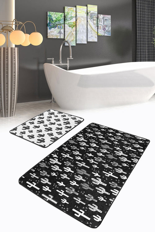 Set di 2 Tappetini da bagno antiscivolo Reyan BPS29 Rectangle Multicolore, 100 x 60 cm / 60 x 50 cm (1)