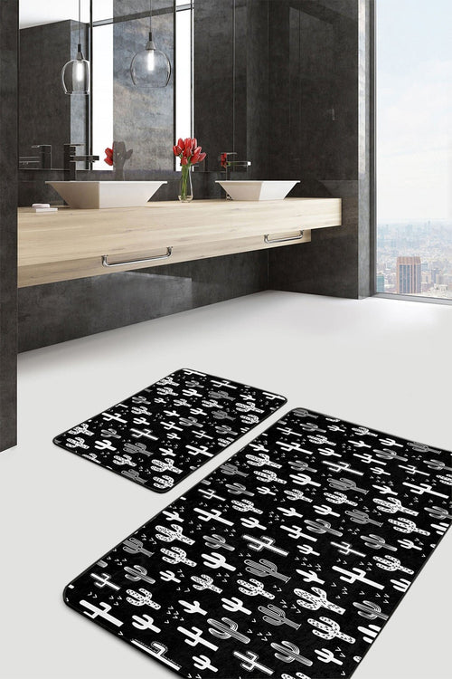 Set di 2 Tappetini da bagno antiscivolo Reyan BPS30 Rectangle Multicolore, 100 x 60 cm / 60 x 50 cm