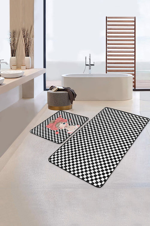 Set di 2 Tappetini da bagno antiscivolo Reyan BPS33 Rectangle Multicolore, 100 x 60 cm / 60 x 50 cm